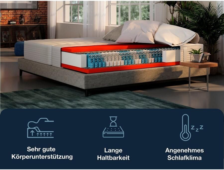 Hn8 Schlafsysteme Boxspringmatras Dynamische TFK innovatieve Lumatex-hybridschuim verkrijgbaar in 90x200 cm 140x200 cm en vele andere maten hoogte 25 cm - Foto 5