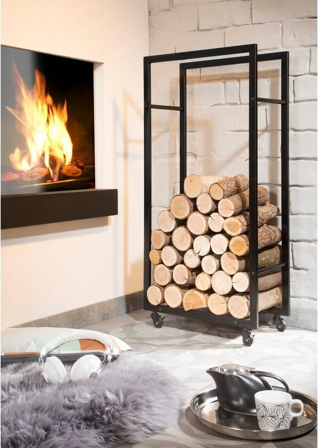 HOFMANN LIVING AND MORE Mand voor haardhout met wieltjes - Foto 2