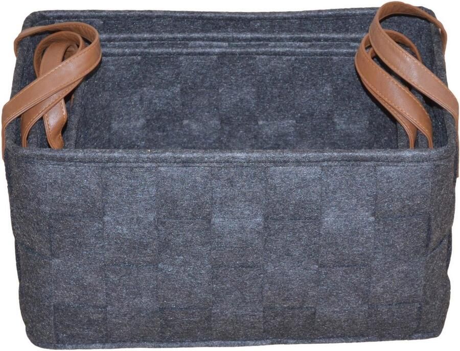 HOFMANN LIVING AND MORE Organizer in vilt-look met handvatten van imitatieleer (set 3-delig)