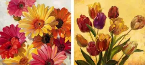 Home affaire Artprint op linnen E.STYLES madeliefje 2x 30 30 cm (set)