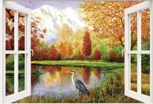 Home affaire Artprint op linnen S. A.: Herfst aan het meer 100 70 cm