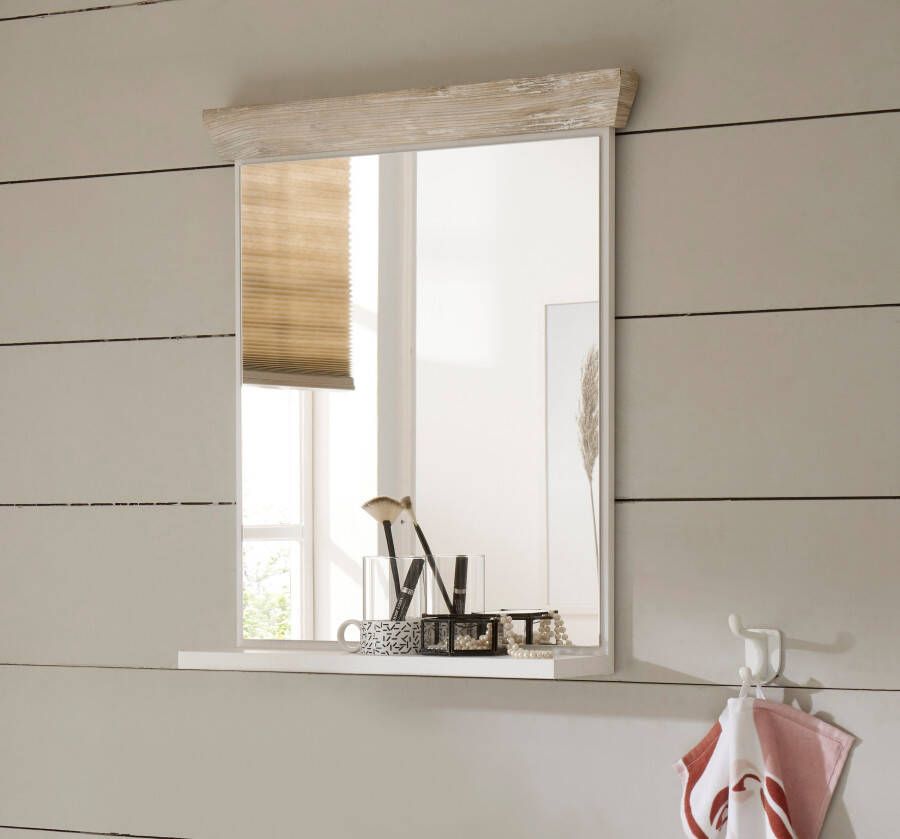 Home affaire Badspiegel Florenz spiegel in landhuisstijl in pinie wit met opbergruimte breedte 60 cm - Foto 13