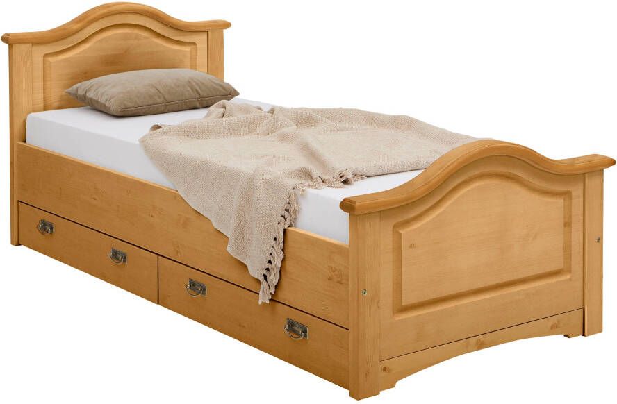 Home affaire Massief houten ledikant Konrad opbergbank messing handgrepen rustieke landelijke stijl - Foto 10