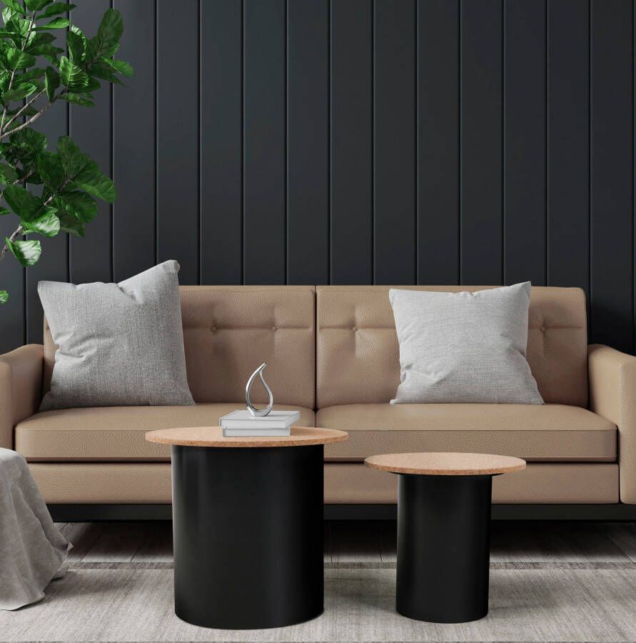 Artistiq Living Bijzettafel Maurita Kurk Set van 2 Zwart Rond - Foto 2