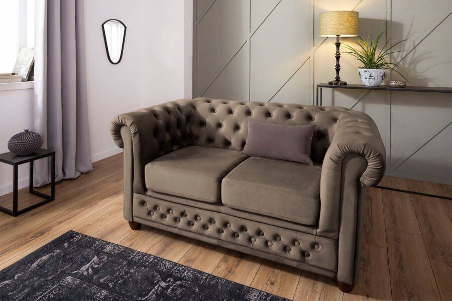 Home affaire Chesterfield-bank New Castle met hoogwaardige capitonnage in chesterfield-design bxdxh: 148x86x72