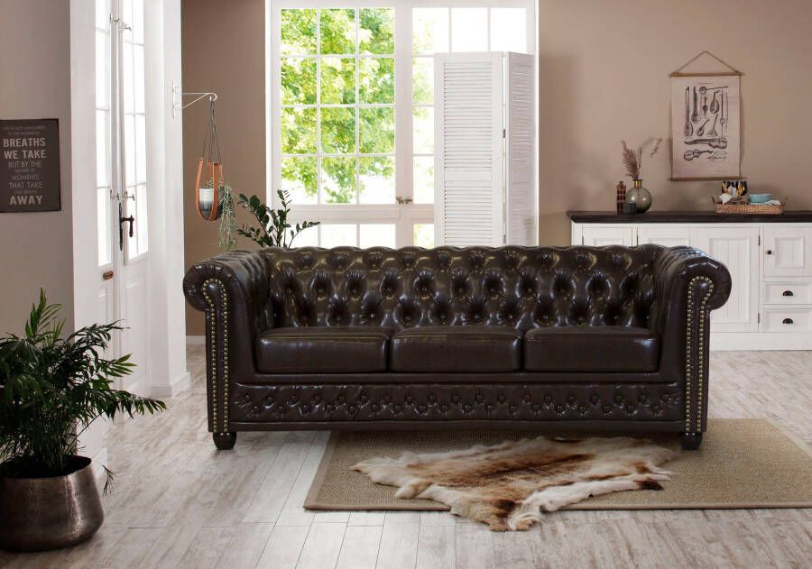 Home affaire Chesterfield-bank Rysum Chesterfield look in 2 verschillende stoffen 2 versies snel leverbaar - Foto 6