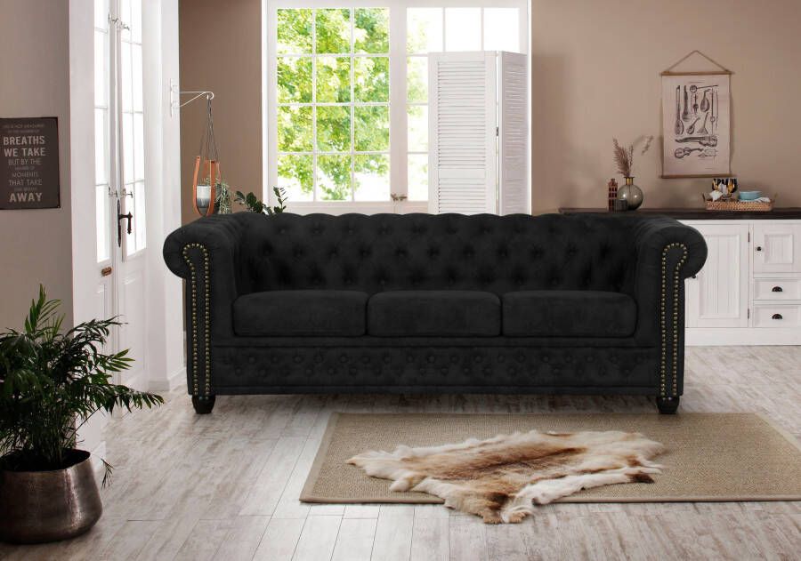 Home affaire Chesterfield-bank Rysum Chesterfield look in 2 verschillende stoffen 2 versies snel leverbaar - Foto 7
