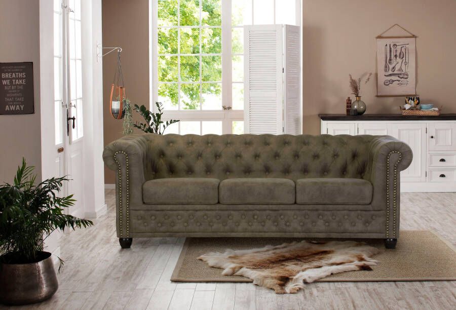 Home affaire Chesterfield-bank Rysum Chesterfield look in 2 verschillende stoffen 2 versies snel leverbaar