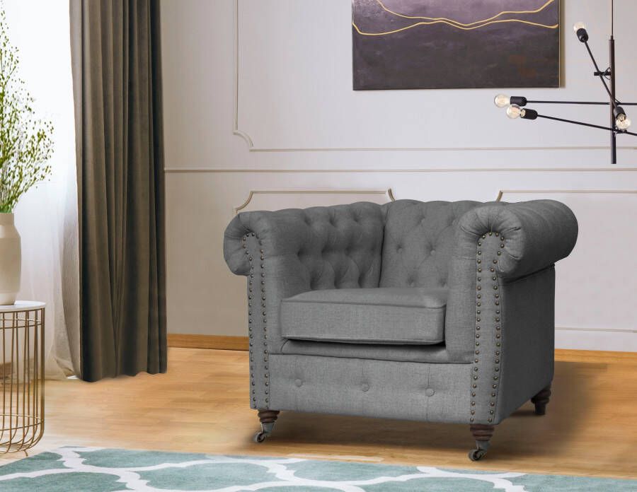 Home affaire Chesterfield-fauteuil Aarburg Sessel luxueuze capitonnage en siernagels in chesterfield-design - Foto 8