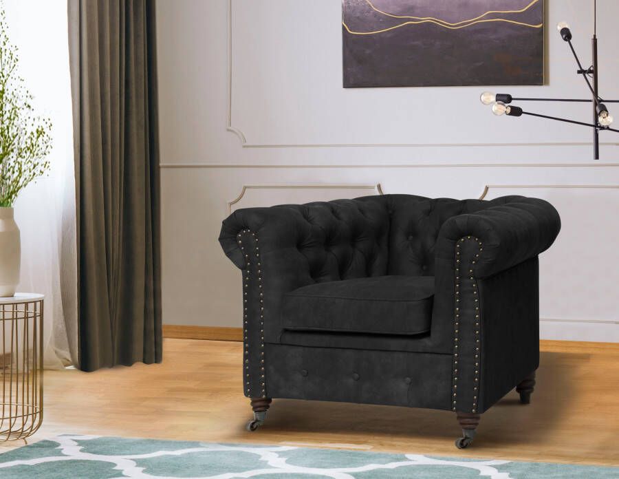 Home affaire Chesterfield-fauteuil Aarburg luxueuze capitonnage en siernagels in chesterfield-design - Foto 8