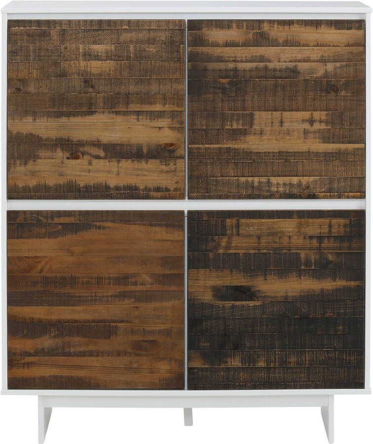 Home affaire Highboard Morgan midischrank hoge kast van massief grenenhout met ingefreesde verzonken grepen breedte 120 cm - Foto 4