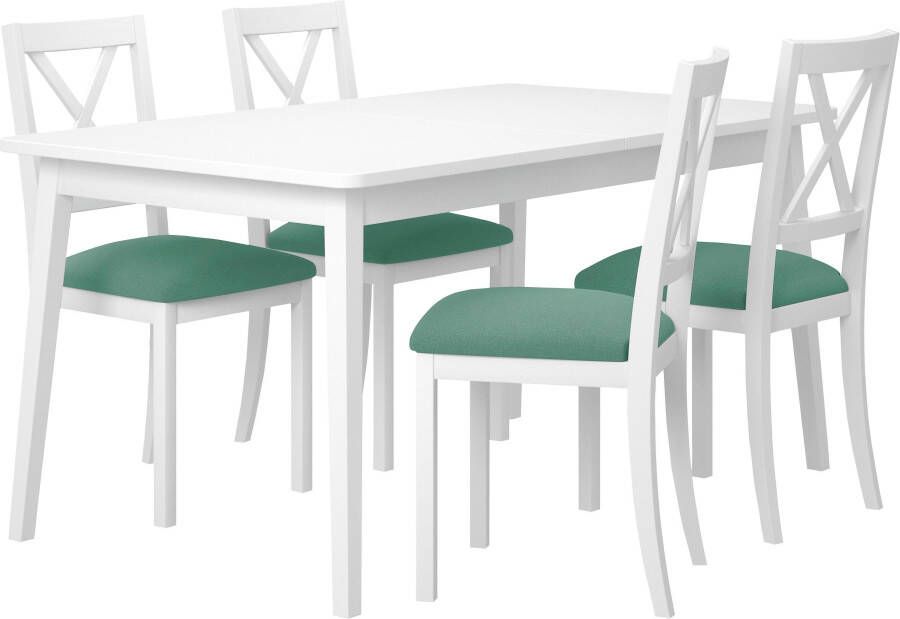 Home affaire Eethoek Aldo Olivia bestaand uit eettafel aldo breedte 120 cm en 4 stoelen olivia (set 5-delig)