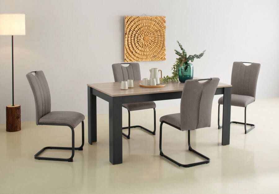Home affaire Eethoek Napoli 5-delige eethoek met moderne sledestoel en eettafel (set 5-delig)