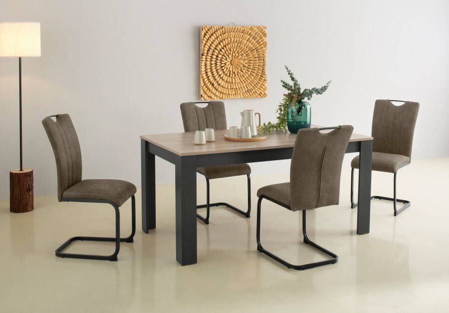 Home affaire Eethoek Napoli 5-delige eethoek met moderne sledestoel en eettafel (set 5-delig)