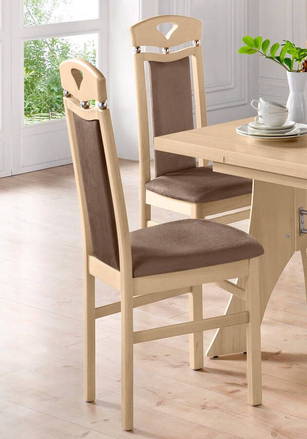 Home affaire Eetkamerstoel Berta keukenstoel Bekleding van microvezel frame van massief beukenhout (set 2 stuks) - Foto 3