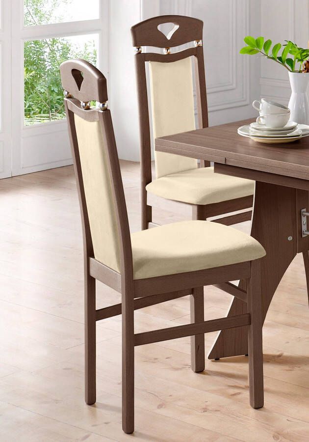 Home affaire Eetkamerstoel Berta keukenstoel Bekleding van microvezel frame van massief beukenhout (set 2 stuks) - Foto 3