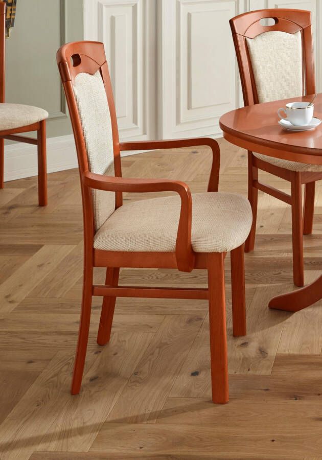 Home affaire Eetkamerstoel FERDI armstoel Made in Italy massief hout Bekleding fijne structuur (water- en vlekafstotend) of structuur - Foto 8
