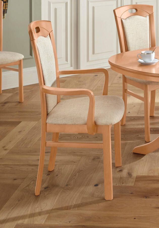 Home affaire Eetkamerstoel FERDI armstoel Made in Italy massief hout Bekleding fijne structuur (water- en vlekafstotend) of structuur