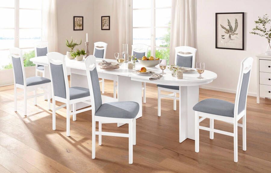 Home affaire Eetkamerstoel Franz slijtvast microvezel onderstel beuken naturel of wit houten stoel (set 2 stuks) - Foto 7