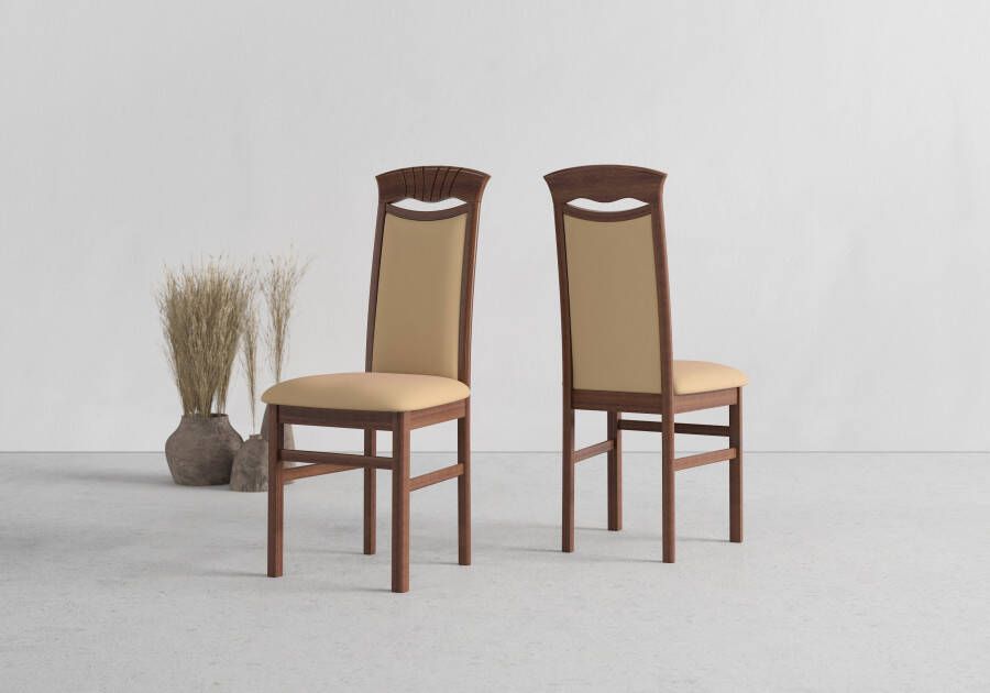 Home affaire Eetkamerstoel Franz slijtvast microvezel onderstel beuken naturel of wit houten stoel (set 2 stuks)