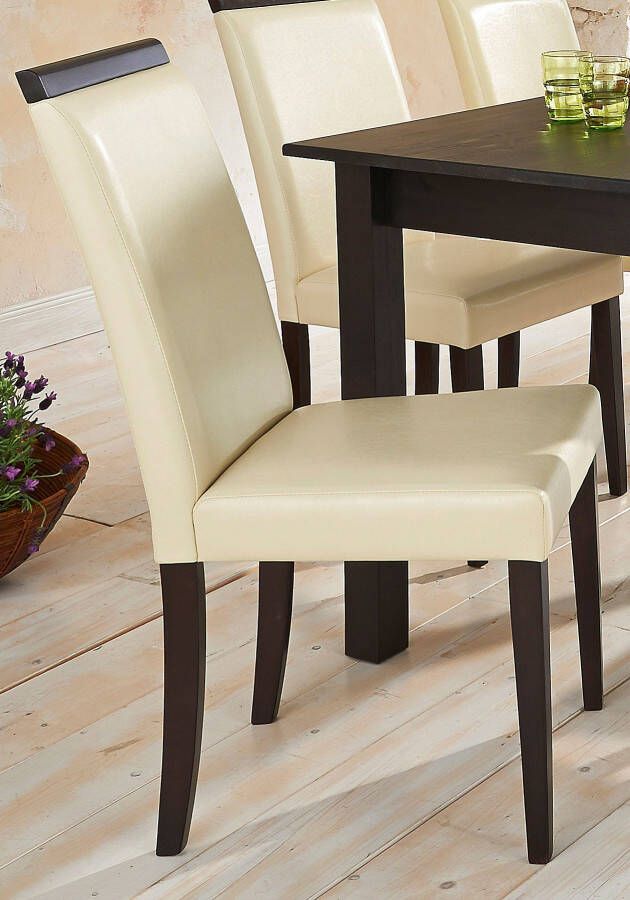 Home affaire Eetkamerstoel Genova van mooi imitatieleer in verschillende kleuren zithoogte 46 cm (set 2 stuks)