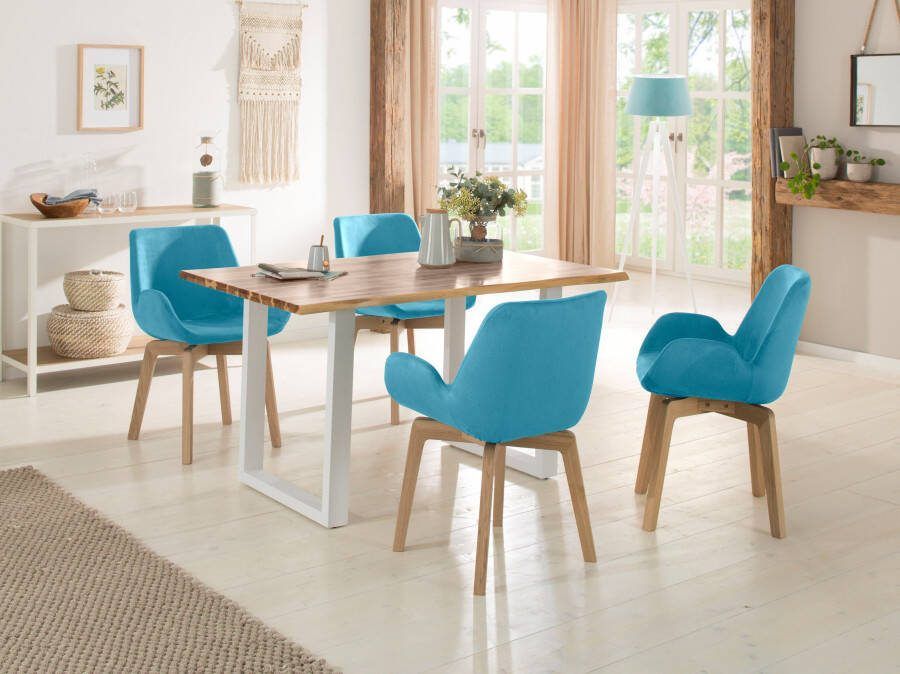 Home affaire Eettafel Melody Acaciahout met metalen voetframe breedte 140 cm