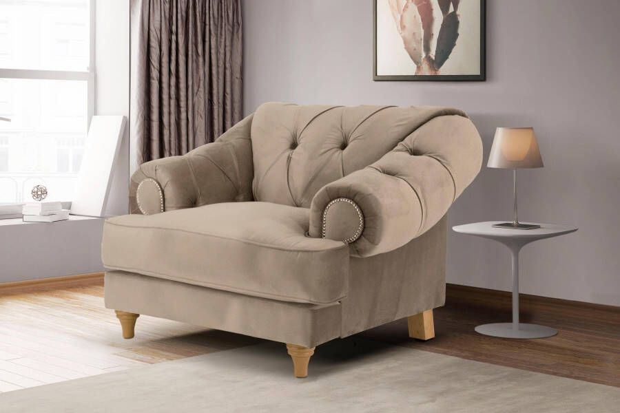 Home affaire Fauteuil Alegra met capitonnage achter opstaande naad en studs in armleuningen