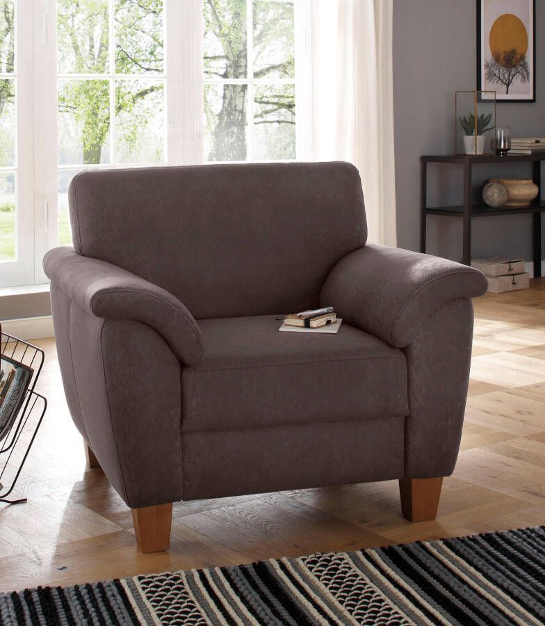 Home affaire Fauteuil Alta met binnenvering en contrastnaad poten beuken eikenkleur - Foto 5