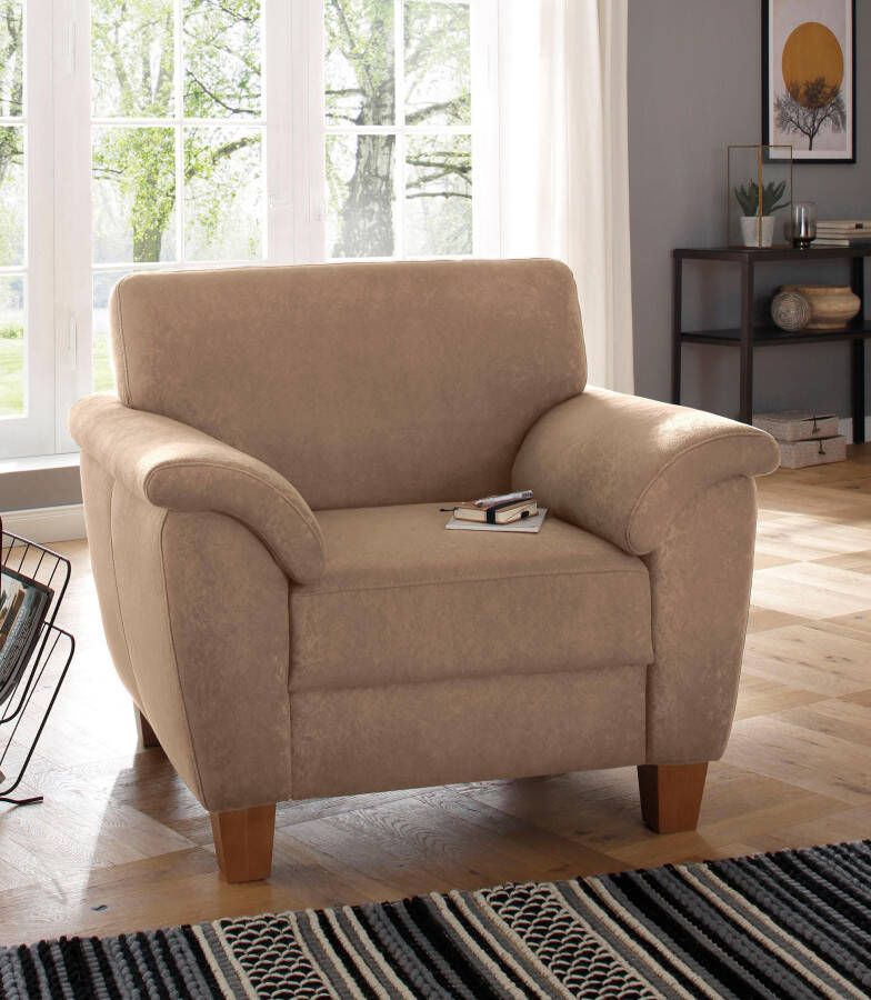 Home affaire Fauteuil Alta met binnenvering en contrastnaad poten beuken eikenkleur - Foto 5