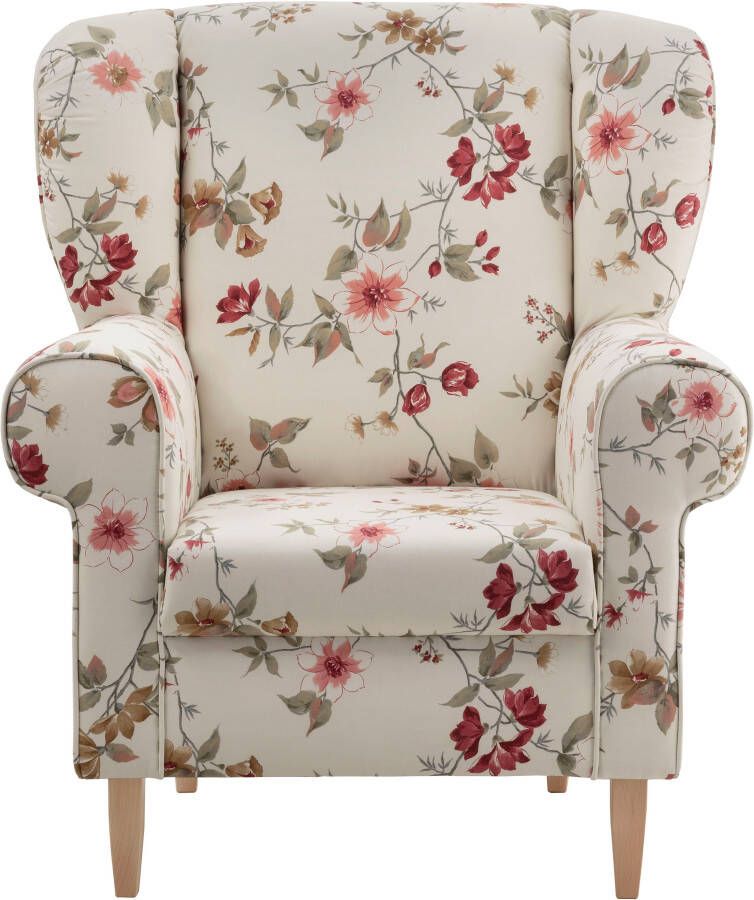 Home affaire Fauteuil Asino met pied-de-poule overtrekstof naar keuze met hocker