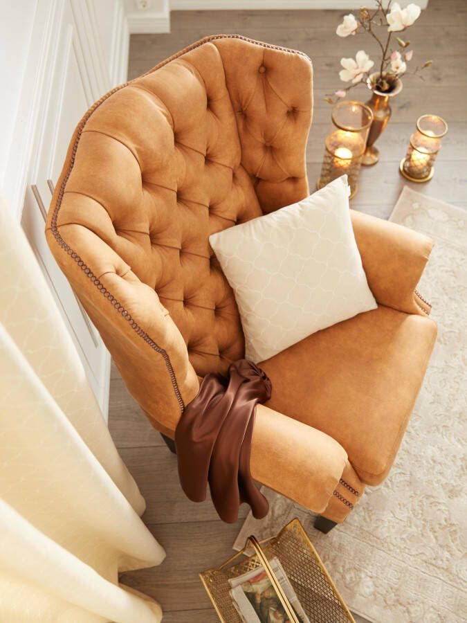 Home affaire Fauteuil Bedford oorschelp fauteuil Chesterfield met luxueuze capitonnage en gebogen armleuningen - Foto 8