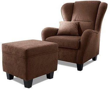 Home affaire Oorfauteuil Oliver Oorstoel met poef sierkussens klassieke vorm (2 stuks) - Foto 4