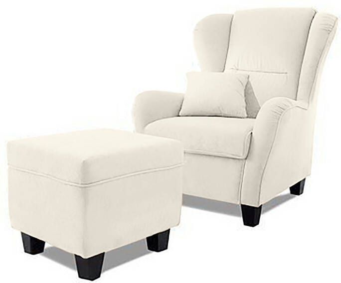 Home affaire Oorfauteuil Oliver Oorstoel met poef sierkussens klassieke vorm (2 stuks) - Foto 4