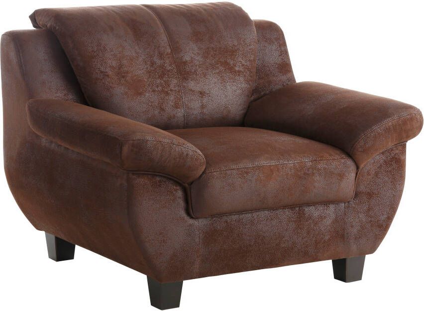 Home affaire Fauteuil Yesterday comfortabele armleuningen en rugkussens breedte 108cm houten voet