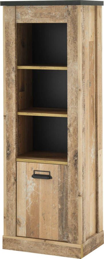 Home affaire Halfhoge kast Sherwood in moderne houtlook met metalen apothekers handgrepen hoogte 146 cm