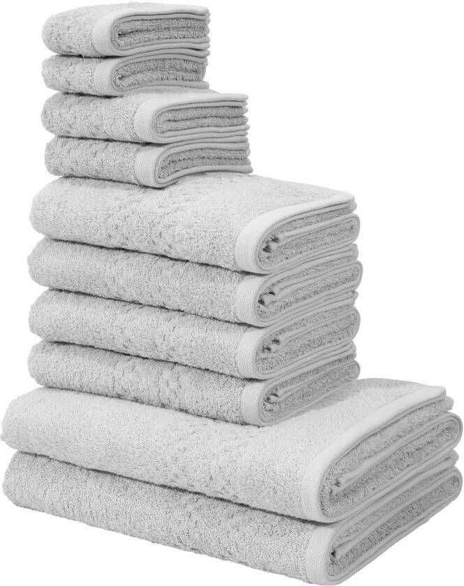 Home affaire Handdoekenset Regona pluizig en zacht premium handdoeken met boorden 500 gr m² (set 10 stuks)