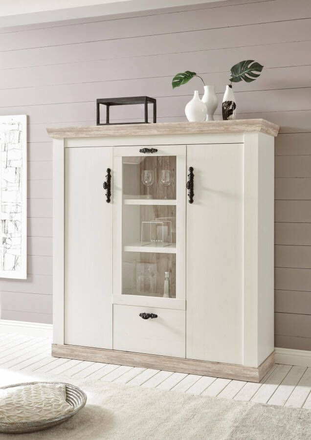 Home affaire Highboard Florence in romantische landelijke look breedte 140 cm