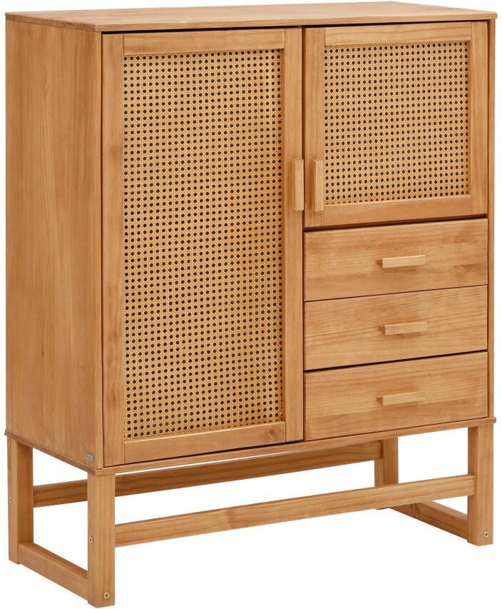 Home affaire Highboard Linz met rotan vlechtwerk op de deurfronten massief hout twee kleurvarianten - Foto 11