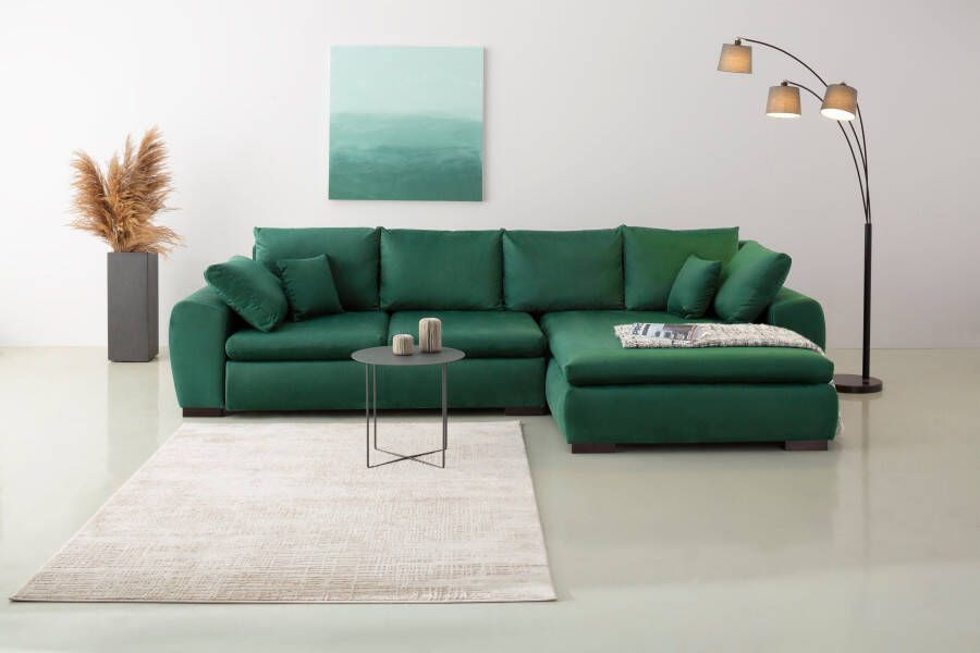 Home affaire Hoekbank Cara Mia L-vorm B: 325 cm met 4 sierkussens optioneel bedfunctie & bedlade