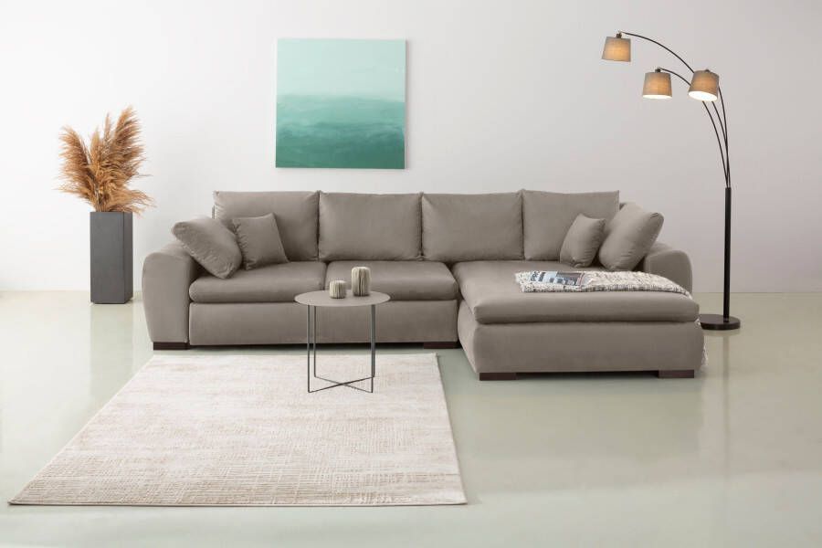 Home affaire Hoekbank Cara Mia L-vorm B: 325 cm met 4 sierkussens optioneel bedfunctie & bedlade