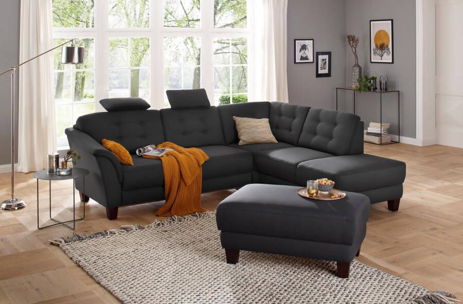 Home affaire Hoekbank Trondheim L-vorm met binnenvering en capitonnage achter poten beuken donker - Foto 18