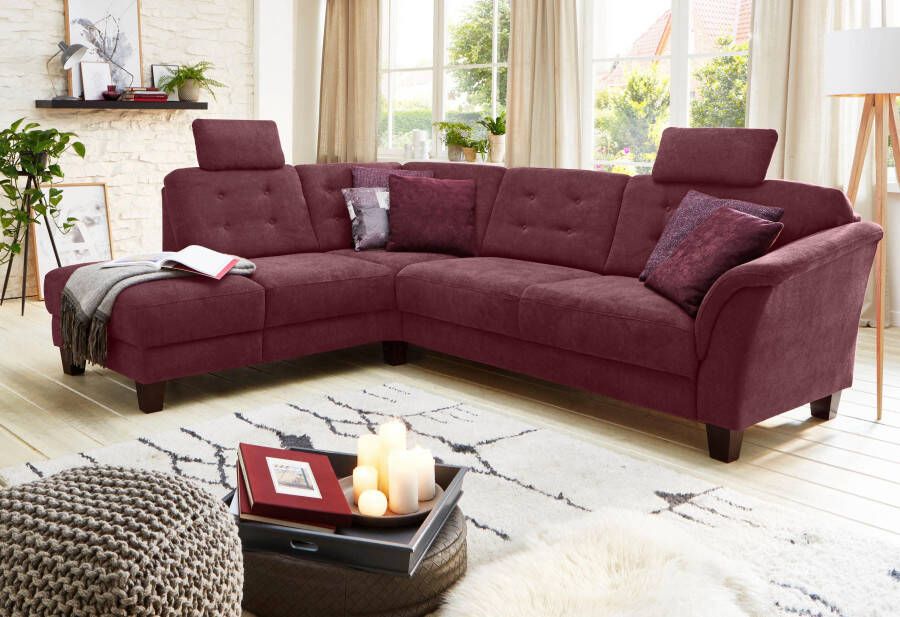 Home affaire Hoekbank Trondheim L-vorm met binnenvering en capitonnage achter poten beuken donker - Foto 8