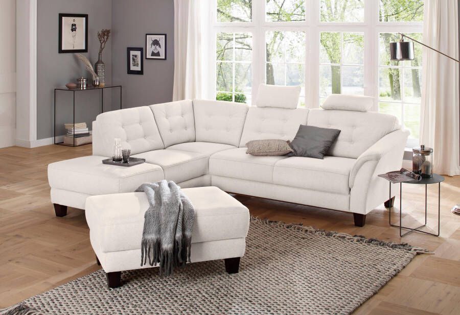 Home affaire Hoekbank Trondheim L-vorm met binnenvering en capitonnage achter poten beuken donker - Foto 6