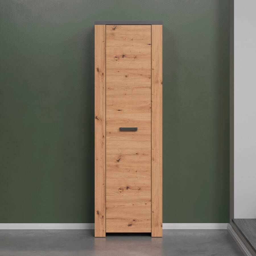 Home affaire Hoge kast Ambres mat echt-hout-look ca. 62 cm breed uittrekbare garderobestang (1 stuk)