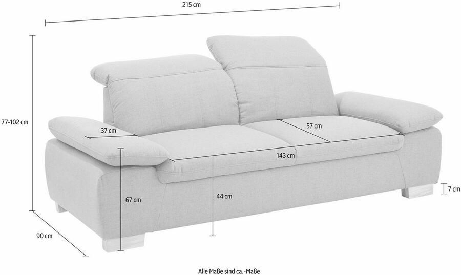 Home affaire 2 5-zitsbank Bergamo multifunctionele bank elegant en comfortabel met verstelbare armleuning en rugleuning binnenvering - Foto 3