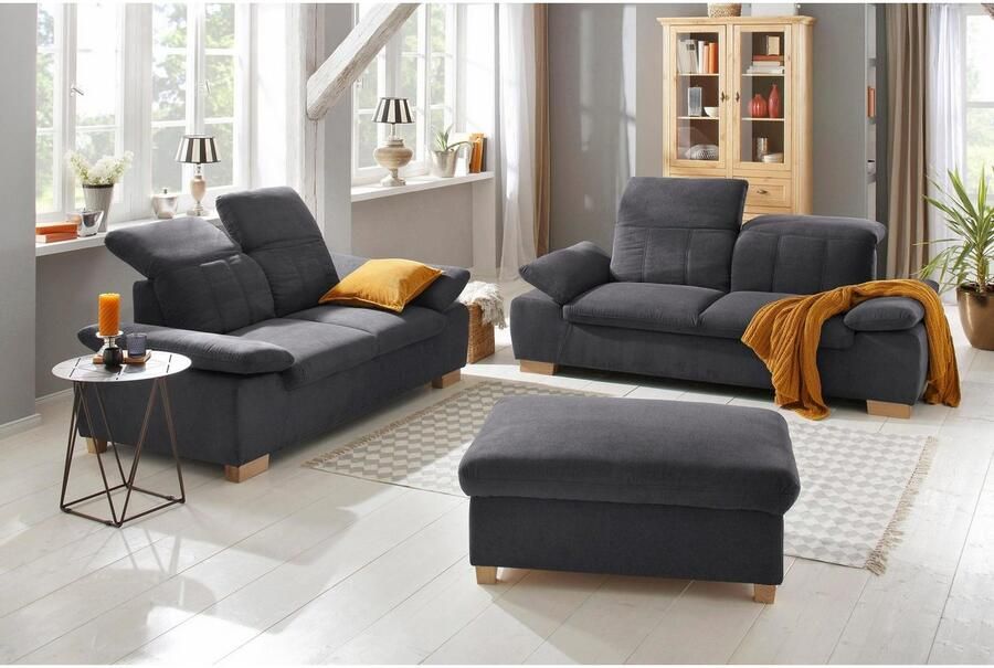 Home affaire 2 5-zitsbank Bergamo multifunctionele bank elegant en comfortabel met verstelbare armleuning en rugleuning binnenvering - Foto 3