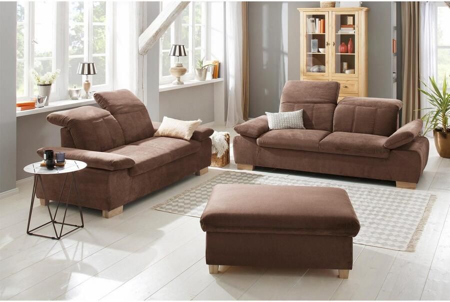 Home affaire 2 5-zitsbank Bergamo multifunctionele bank elegant en comfortabel met verstelbare armleuning en rugleuning binnenvering - Foto 3