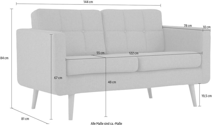 Home affaire 2-zitsbank Brest met capitonnage en stiksels achter strak design - Foto 4