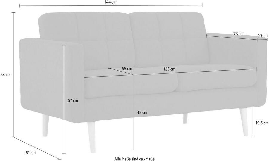 Home affaire 2-zitsbank Brest met capitonnage en stiksels achter strak design - Foto 3