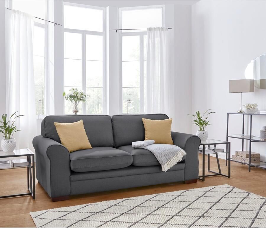 Home affaire 2-zitsbank Broughton zacht zitcomfort incl. 2 sierkussens opstaande naad - Foto 2
